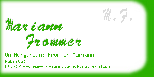 mariann frommer business card